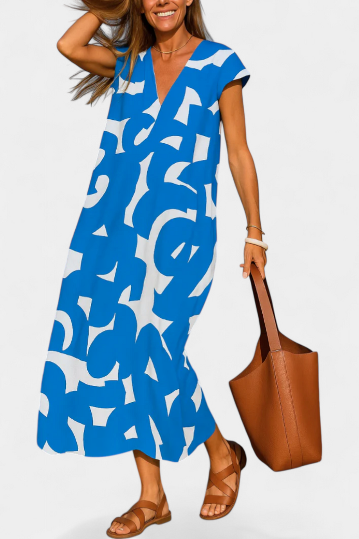 Anika | Casual V-Neck Print Dress
