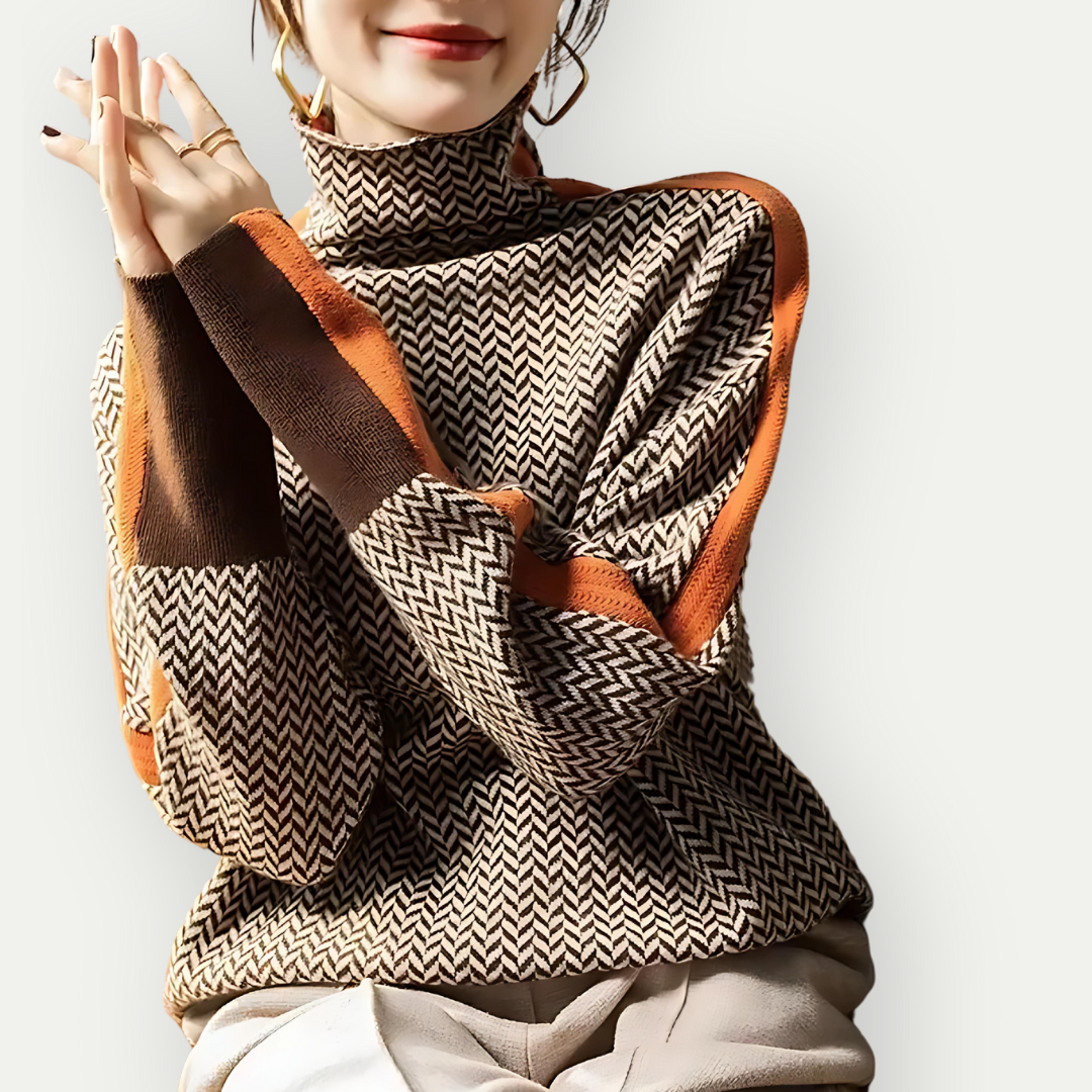 Elena | Herringbone Luxe Turtleneck