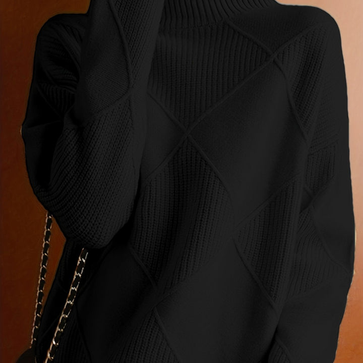 Amalia | Diamond Knit Turtleneck Sweater