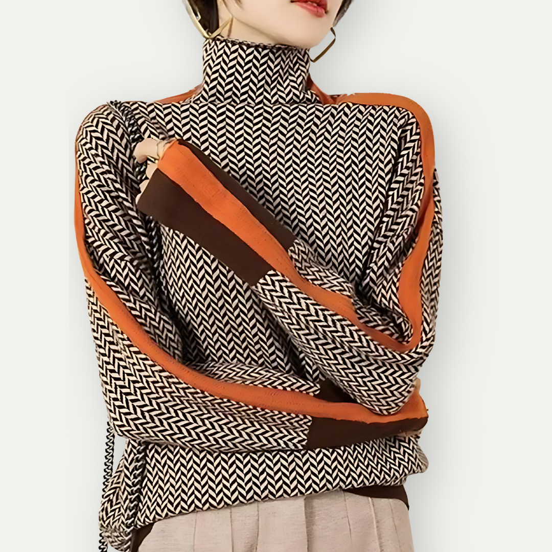 Elena | Herringbone Luxe Turtleneck