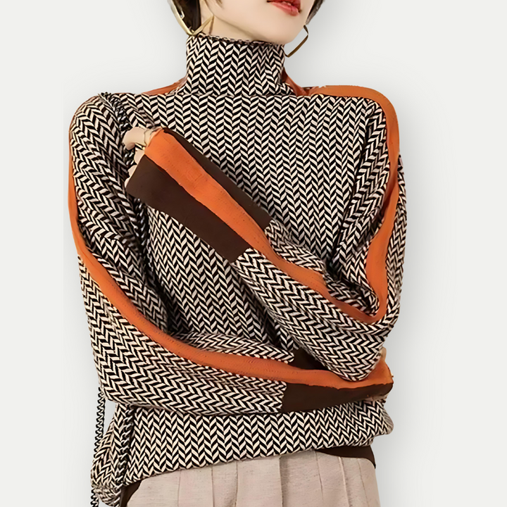 Elena | Herringbone Luxe Turtleneck