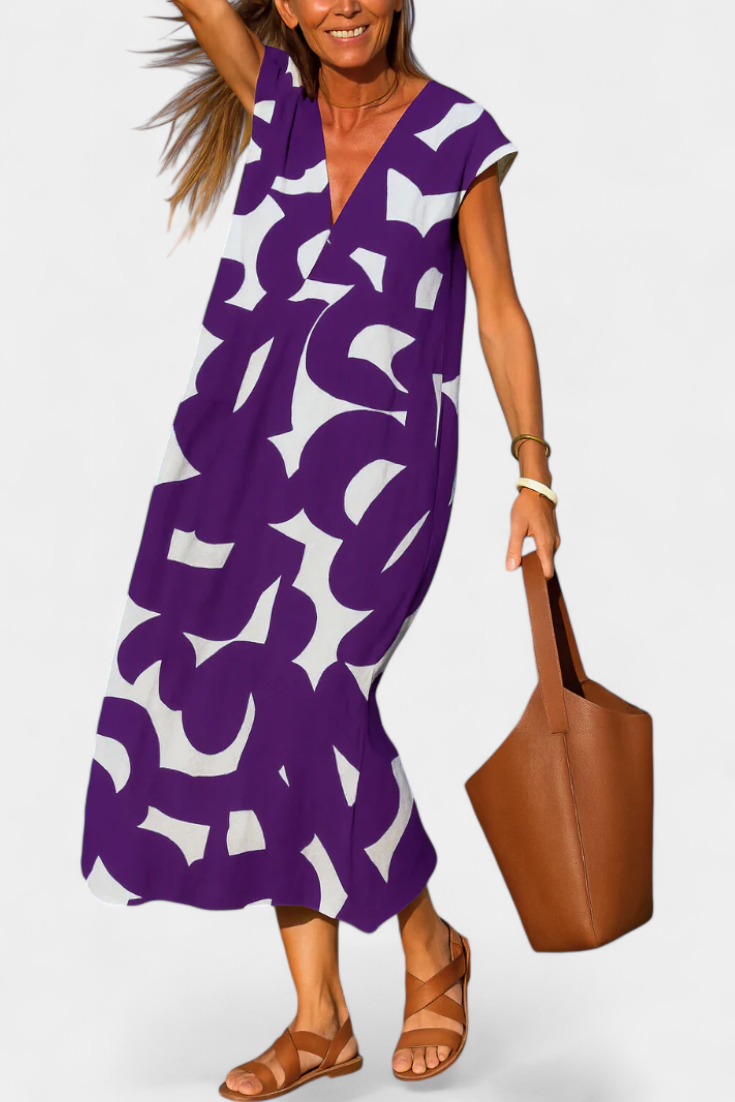 Anika | Casual V-Neck Print Dress