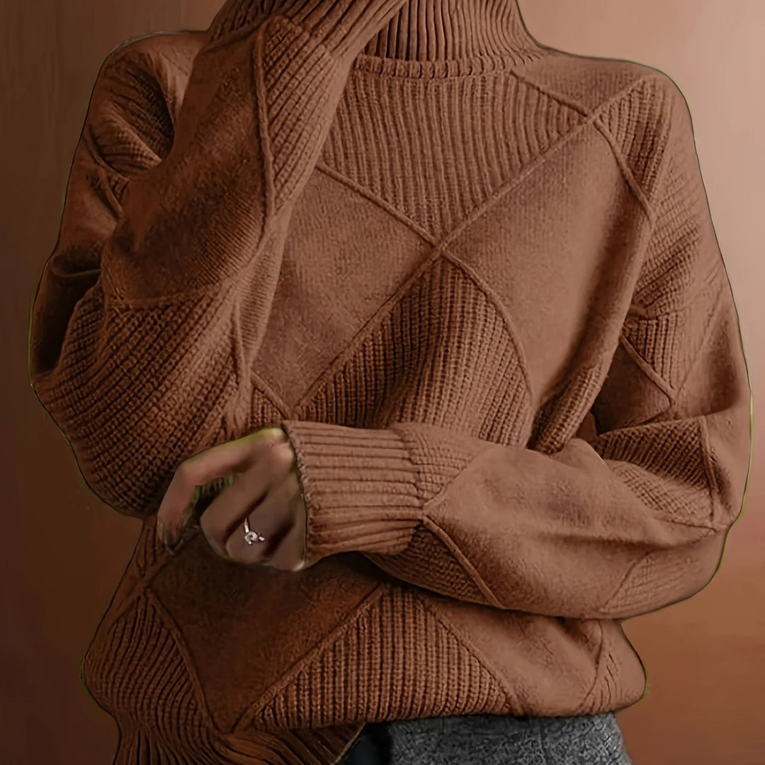 Amalia | Diamond Knit Turtleneck Sweater