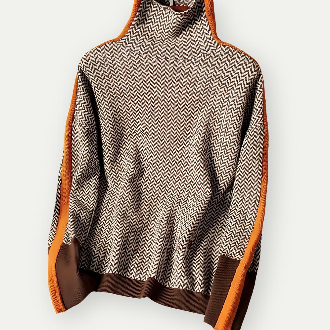Elena | Herringbone Luxe Turtleneck
