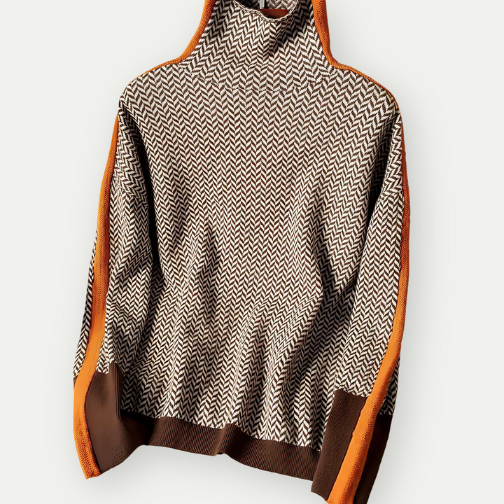 Elena | Herringbone Luxe Turtleneck
