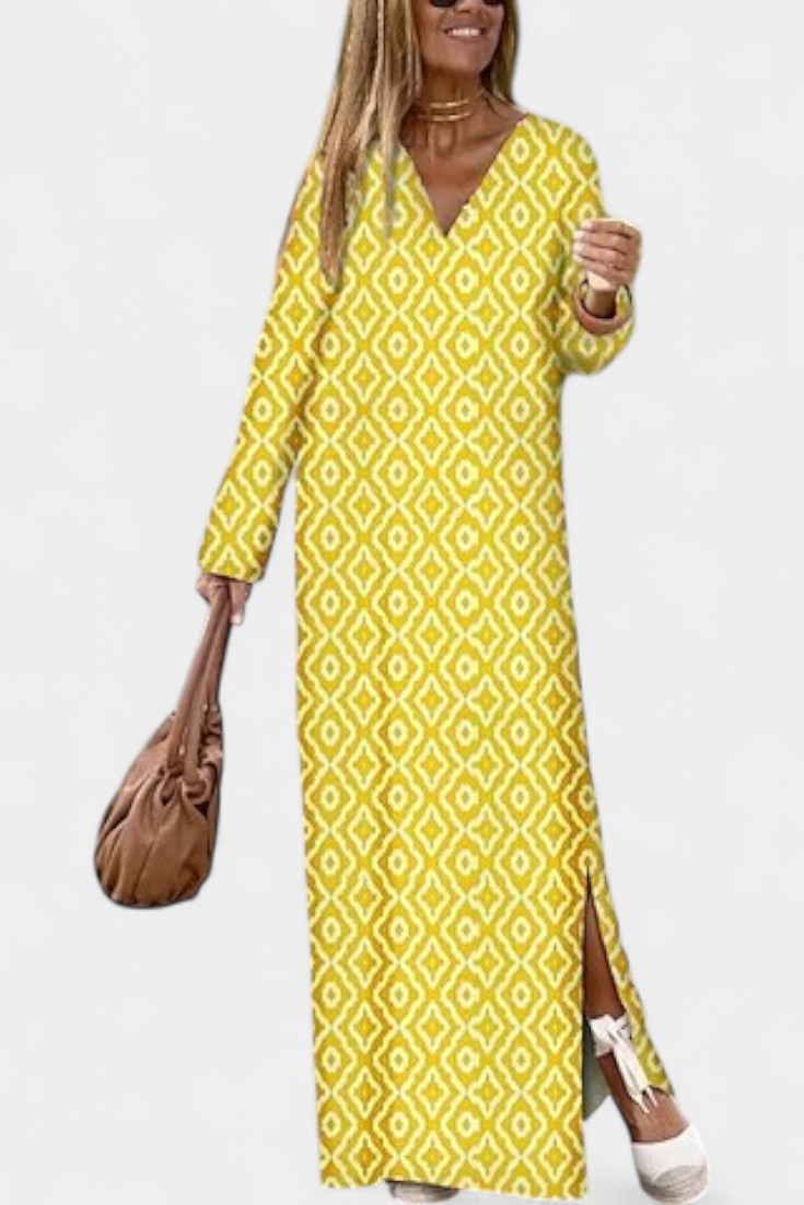 Brea | Geometric V-Neck Dress