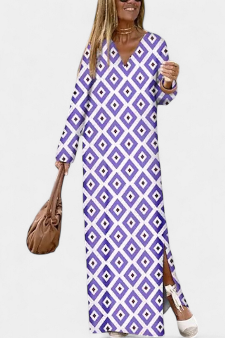 Brea | Geometric V-Neck Dress