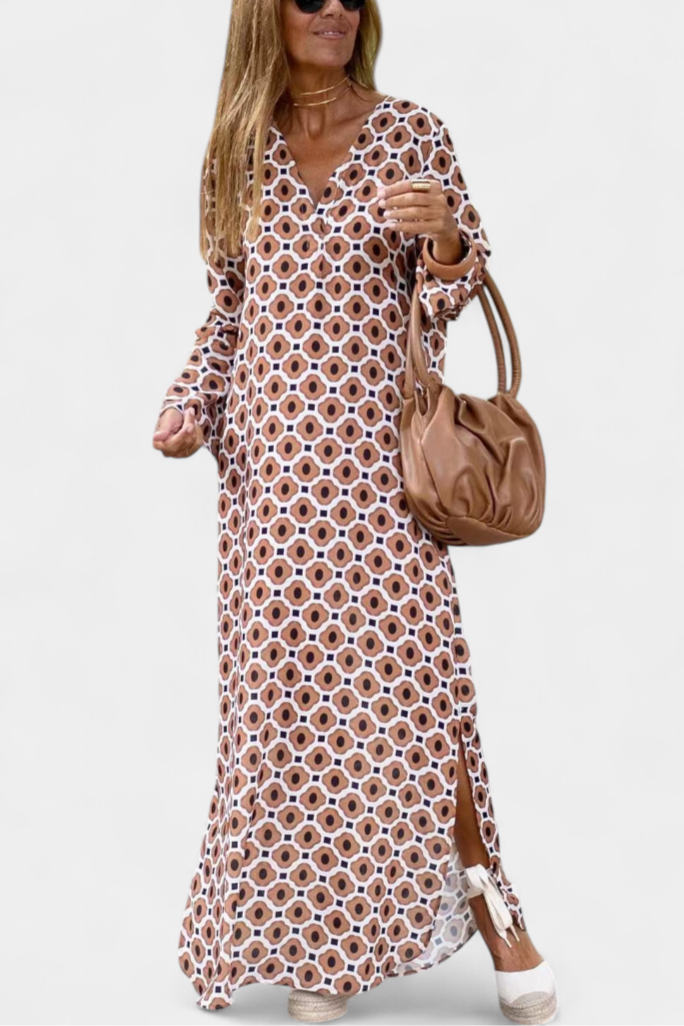 Brea | Geometric V-Neck Dress