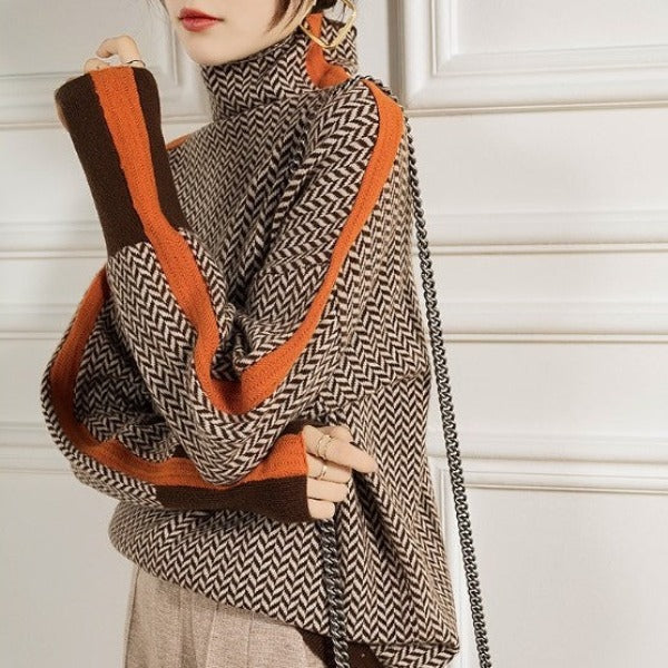Elena | Herringbone Luxe Turtleneck