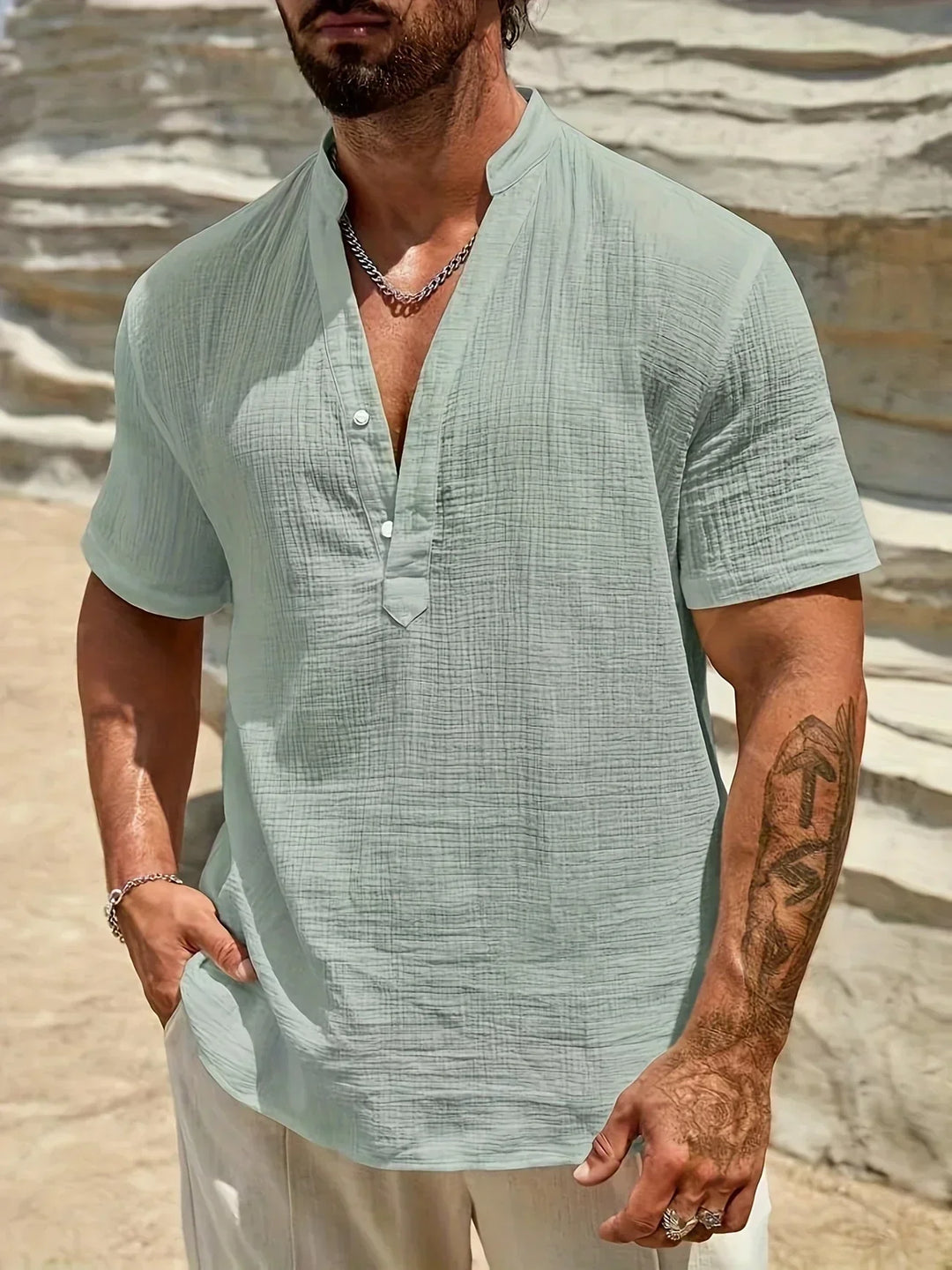Scott | Cozy Stand-Collar Summer Shirt