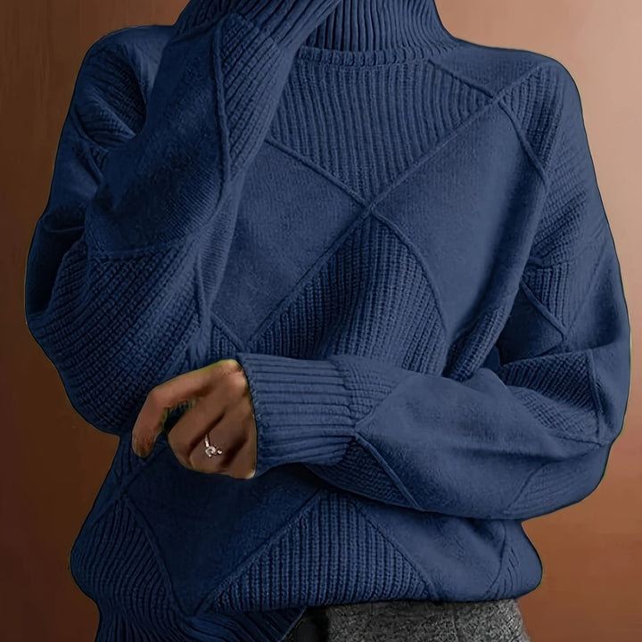 Amalia | Diamond Knit Turtleneck Sweater
