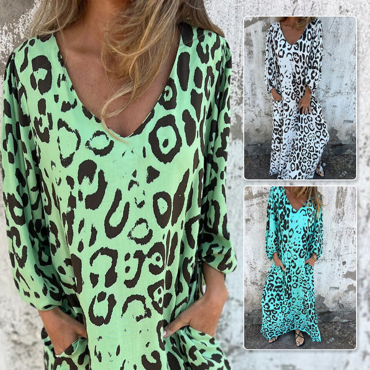 Kaila | Bold Leopard V-Neck Dress