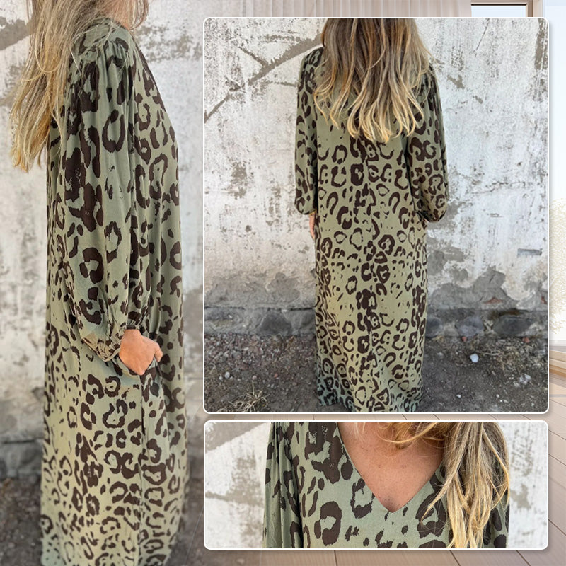 Kaila | Bold Leopard V-Neck Dress