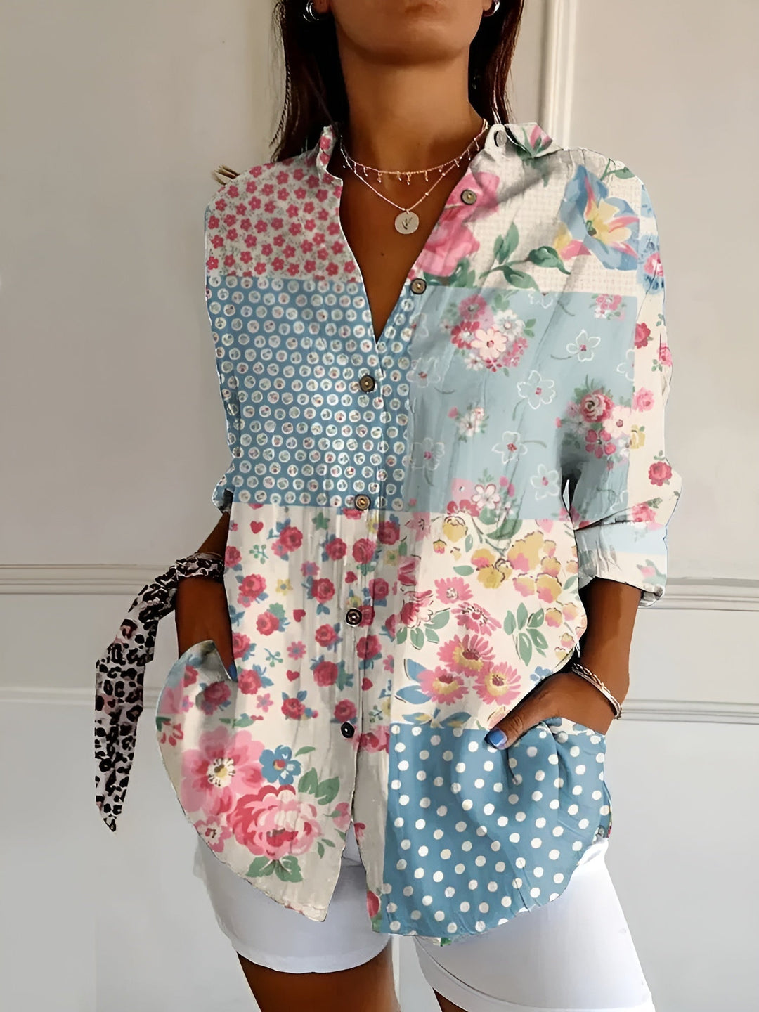 Mylara | Stylish Floral Button-Down Blouse