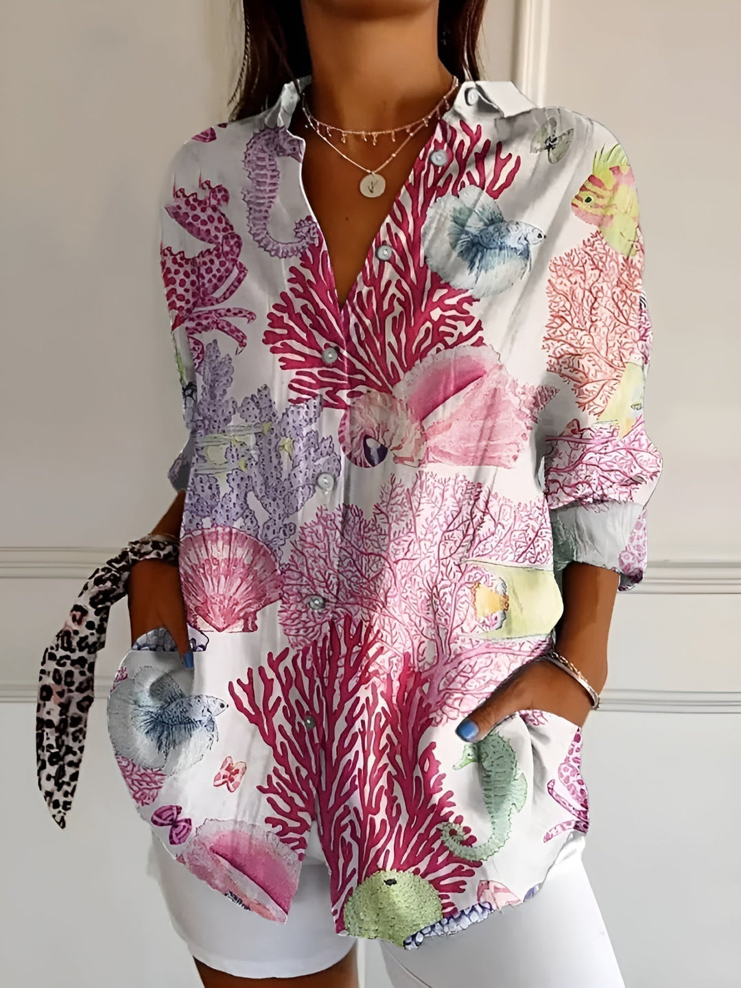 Mylara | Stylish Floral Button-Down Blouse